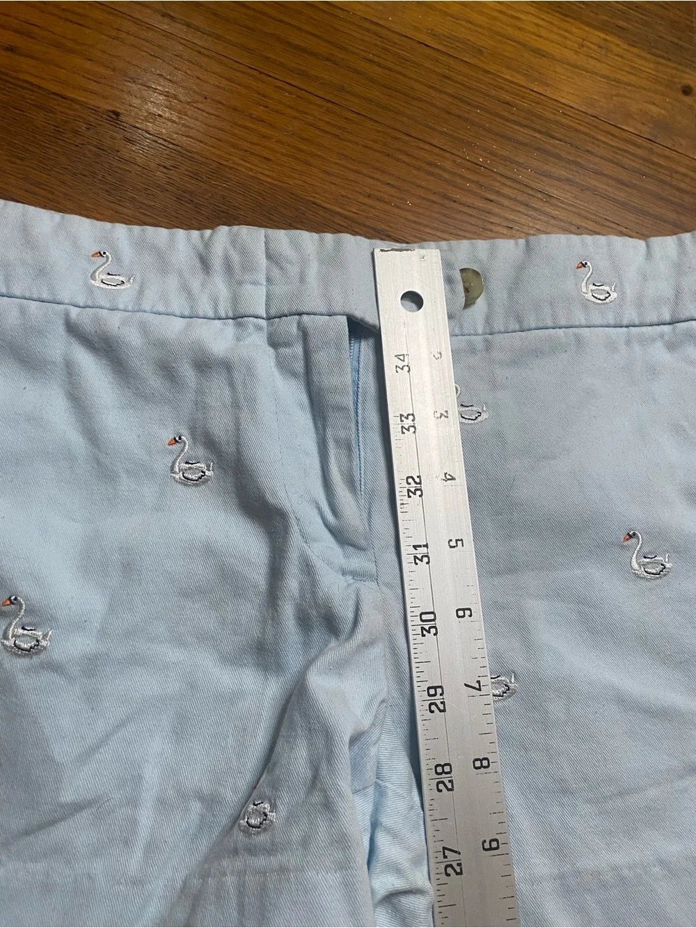 J.Crew Light Blue Swan Embroidered Chino Shorts Size 4